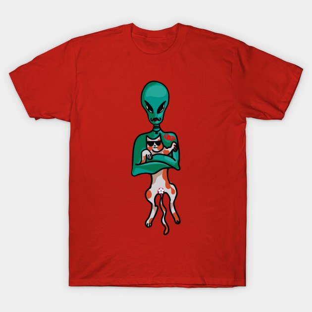 Cat alien Hoodie T-Shirt by Mic jr